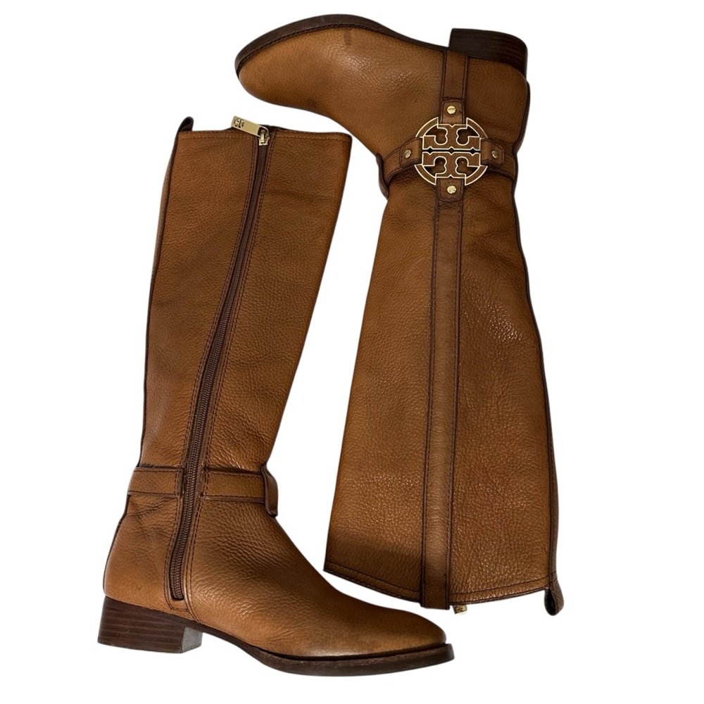 Tory Burch Tan Grained Leather Over Knee Boots Equestrian Riding Equestrian 5.5 - Picture 3 of 15